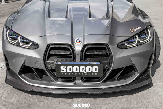BMW M3CS M3C M3 G80 G81 2021-ON & M4CS M4C M4 G82 G83 2021-ON with Aftermarket Parts - B Style Front Lip Pre-preg Carbon Fiber from SOOQOO USA