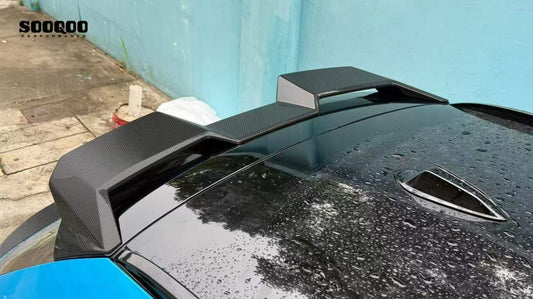 BMW M3CS M3C M3 G81 2021-ON & 3 Series M340i 330i G21 (Fits Both Pre-LCI & LCI) 2019-ON with Aftermarket Parts - SQ-V2 Rear Roof Spoiler Dry Pre-preg Carbon Fiber from SOOQOO USA