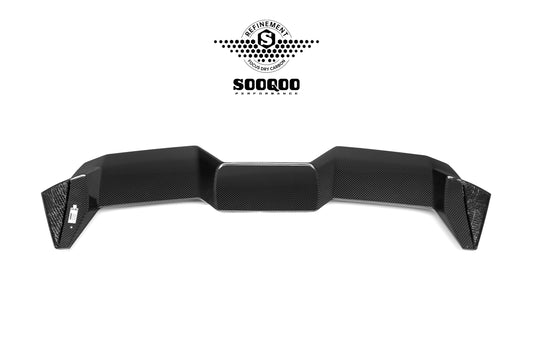 BMW M3CS M3C M3 G81 2021-ON & 3 Series M340i 330i G21 (Fits Both Pre-LCI & LCI) 2019-ON with Aftermarket Parts - SQ-V2 Rear Roof Spoiler Dry Pre-preg Carbon Fiber from SOOQOO USA