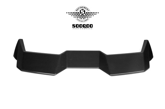 BMW M3CS M3C M3 G81 2021-ON & 3 Series M340i 330i G21 (Fits Both Pre-LCI & LCI) 2019-ON with Aftermarket Parts - SQ-V2 Rear Roof Spoiler Dry Pre-preg Carbon Fiber from SOOQOO USA