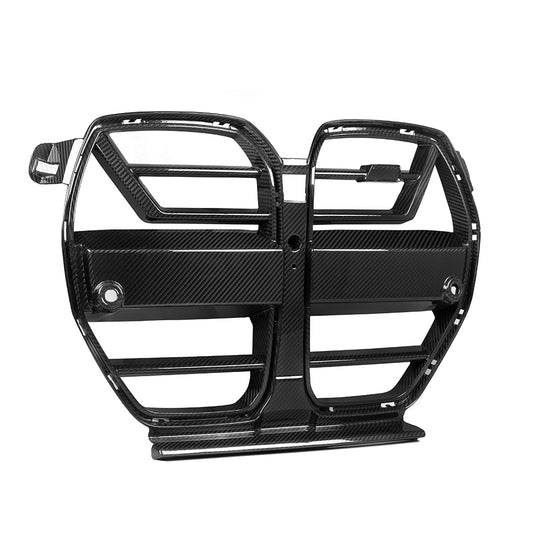 BMW M3 G80 G81 2021 2022 2023 2024 & M4 G82 G83 2021 2022 2023 2024 with Aftermarket Parts - SQ-A (Without & With ACC) Front Kidney Grill Carbon Fiber?from?SOOQOO USA