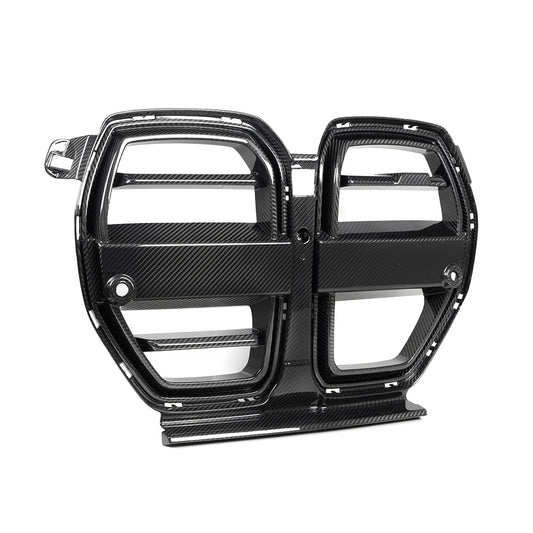 BMW M3 G80 G81 2021 2022 2023 2024 & M4 G82 G83 2021 2022 2023 2024 with Aftermarket Parts - SQ-V (Without & With ACC) Front Kidney Grill Carbon Fiber?from?SOOQOO USA