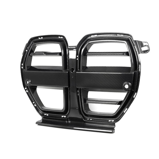 BMW M3 G80 G81 2021 2022 2023 2024 & M4 G82 G83 2021 2022 2023 2024 with Aftermarket Parts - SQ-V (Without & With ACC) Front Kidney Grill Carbon Fiber?from?SOOQOO USA