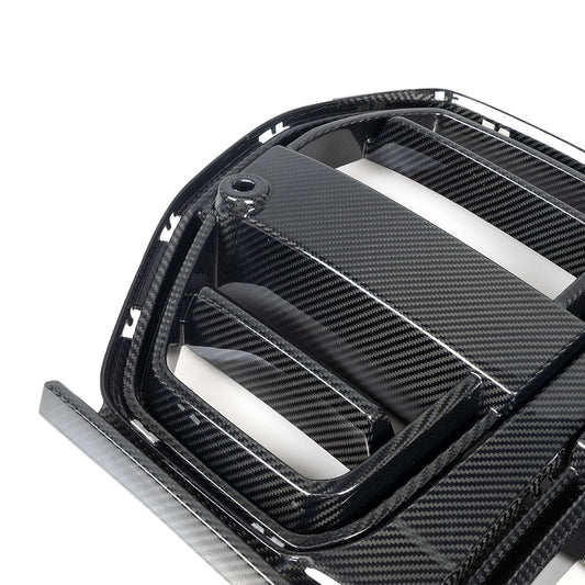 BMW M3 G80 G81 2021 2022 2023 2024 & M4 G82 G83 2021 2022 2023 2024 with Aftermarket Parts - SQ-V (Without & With ACC) Front Kidney Grill Carbon Fiber?from?SOOQOO USA
