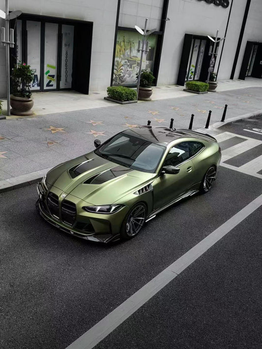 BMW M3 G80 G81 2021 2022 2023 2024 & M4 G82 G83 2021 2022 2023 2024 with Aftermarket Parts - Front Lip Pre-preg Carbon Fiber from SOOQOO USA