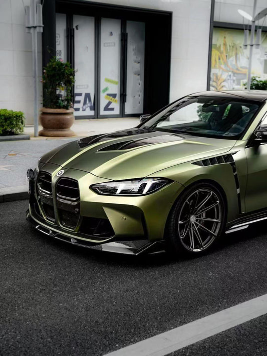 BMW M3 G80 G81 2021 2022 2023 2024 & M4 G82 G83 2021 2022 2023 2024 with Aftermarket Parts - Front Lip Pre-preg Carbon Fiber from SOOQOO USA