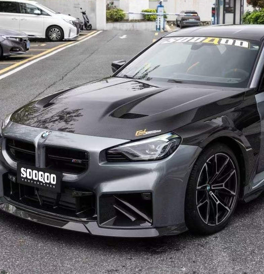 BMW M3 / M3C G80 G81 & M4 / M4C G82 G83 2021-ON with Aftermarket Parts - Hood Bonnet Dry Pre-preg Carbon Fiber from SOOQOO USA