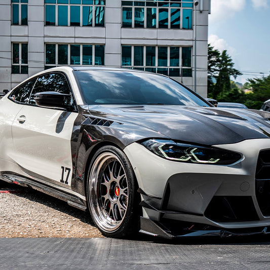 BMW M3 G80 G81 & M4 G82 G83 2021-ON with Aftermarket Parts - V1 Front Fenders Dry Pre-preg Carbon Fiber from SOOQOO USA