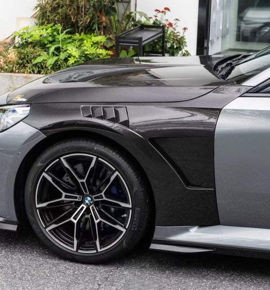 BMW M3 G80 G81 & M4 G82 G83 2021-ON with Aftermarket Parts - V1 Front Fenders Dry Pre-preg Carbon Fiber from SOOQOO USA