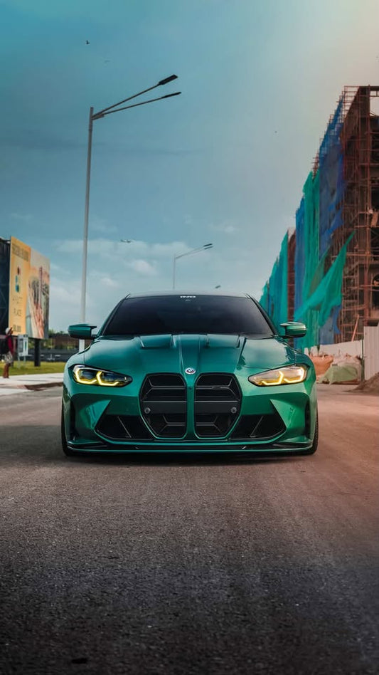 BMW M3 G80 G81 2021-ON & M4 G82 G83 2021-ON With Aftermarket Parts - Front Lip & Upper Lip Trim Replacement Pre-preg Carbon Fiber from Karbel Carbon