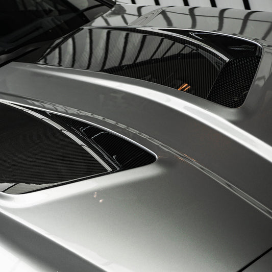 BMW M3 / M3C G80 G81 & M4 / M4C G82 G83 2021-ON with Aftermarket Parts - V2 Hood Bonnet Partial Dry Pre-preg Carbon Fiber from SOOQOO USA