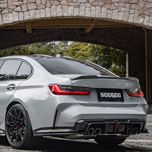 BMW M3 M3C M3CS G80 G81 2021 2022 2023 2024 & M4 M4C M4CS M4CSL G82 G83 2021 2022 2023 2024 with Aftermarket Parts - With Light Rear Diffuser & Canards?Pre-preg Carbon Fiber from SOOQOO USA