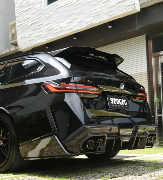 BMW M5 G99 2024-ON with Aftermarket Parts - Rear Roof Spoiler Dry Pre-preg Carbon Fiber from SOOQOO USA