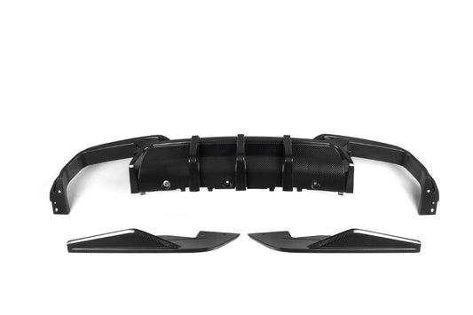 BMW M8 F91 F92 2019 2020 2021 2022 2023 2024 & M8 F93 2019 2020 2021 2022 2023 2024 with Aftermarket Parts - Rear Diffuser & Canards Pre-preg Carbon Fiber from SOOQOO USA