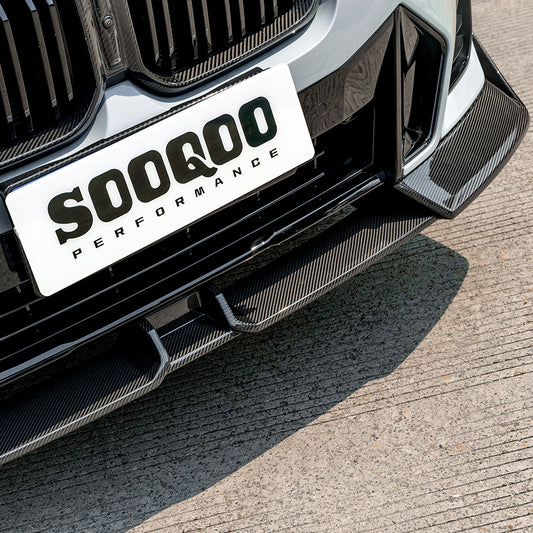 BMW X3 M40i s/xDrive 30i (with M-package bumper) G01 LCI 2022-ON & X4 M40 xDrive 30i (with M-package bumper) G02 LCI 2022-ON with Aftermarket Parts - Front Lip Carbon Fiber from SOOQOO USA