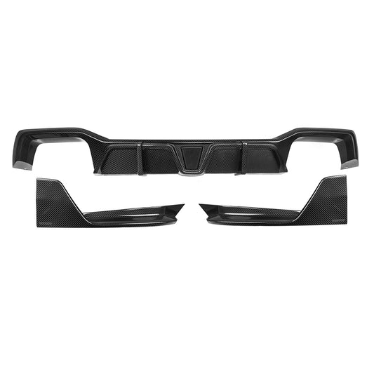 BMW X3 M40i s/xDrive 30i (with M-package bumper) G01 LCI 2022-ON & X4 M40 xDrive 30i (with M-package bumper) G02 LCI 2022-ON with Aftermarket Parts - With Light Rear Diffuser Carbon Fiber from SOOQOO USA