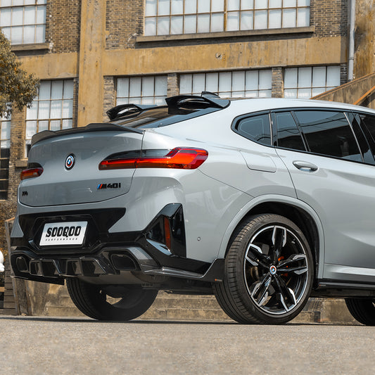 BMW X3 M40i s/xDrive 30i (with M-package bumper) G01 LCI 2022-ON & X4 M40 xDrive 30i (with M-package bumper) G02 LCI 2022-ON with Aftermarket Parts - With Light Rear Diffuser Carbon Fiber from SOOQOO USA