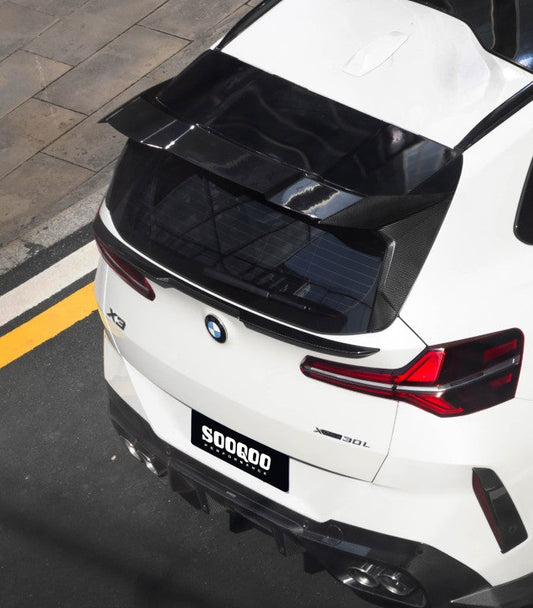 BMW X3 M50i/30i xDrive G45 2025-ON with Aftermarket Parts - Rear Lip Spoiler Dry Pre-preg Carbon Fiber from SOOQOO USA