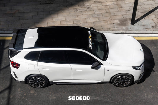BMW X3 M50i/30i xDrive G45 2025-ON with Aftermarket Parts - Rear Roof Spoiler Dry Pre-preg Carbon Fiber from SOOQOO USA