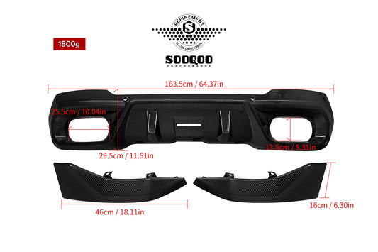 BMW X3 M50i/30i xDrive G45 2025-ON with Aftermarket Parts - V1 Style Rear Diffuser Dry Pre-preg Carbon Fiber from SOOQOO USA