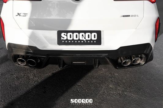 BMW X3 M50i/30i xDrive G45 2025-ON with Aftermarket Parts - V1 Style Rear Diffuser Dry Pre-preg Carbon Fiber from SOOQOO USA