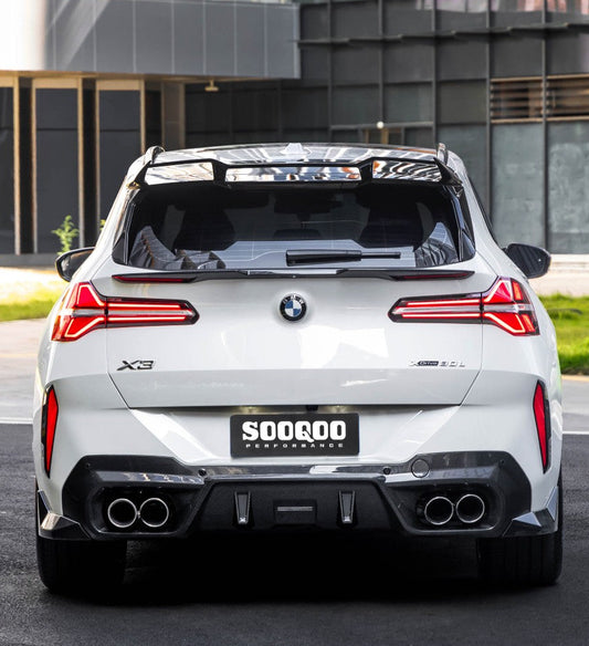 BMW X3 M50i/30i xDrive G45 2025-ON with Aftermarket Parts - V1 Style Rear Diffuser Dry Pre-preg Carbon Fiber from SOOQOO USA