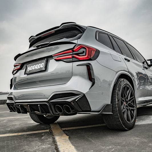 BMW X3M F97(Fits Both Pre-LCI & LCI) 2019 2020 2021 2022 2023 2024 with Aftermarket Parts - Rear Roof Spoiler?Carbon Fiber from SOOQOO USA