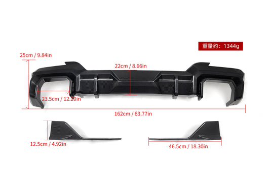 BMW X3 s/x Drive30 G01 LCI 2022-ON &?IX3 BEV G08 LCI 2022-ON & X3 M40 G01 LCI 2022-ON with Aftermarket Parts - Rear Diffuser & Canards Pre-preg Carbon Fiber from SOOQOO USA