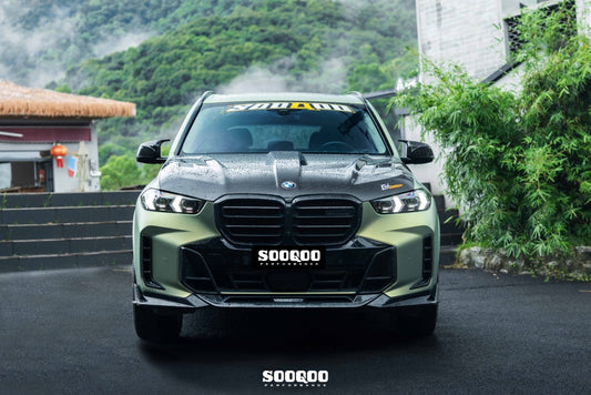 BMW X5 M60i M50i xDrive50e x/sDrive40i G05 & X5M X5MC F95 & X6 M60I xDrive40i G06 & X6M X6MC F96 (Fits Pre-LCI & LCI) 2020-ON with Aftermarket Parts - V1 Fully Exposed Hood Bonnet Dry Pre-preg Carbon Fiber from SOOQOO USA