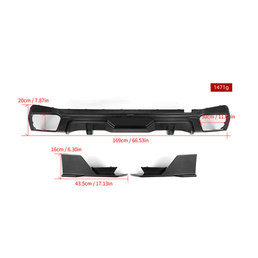BMW X5 M60i s/x Drive 40i xDrive 50e G05 (Fits Both Pre-LCI & LCI) 2019 2020 2021 2022 2023 2024 with Aftermarket Parts - Rear Diffuser & Canards & Exhaust Tips Carbon Fiber from?SOOQOO USA