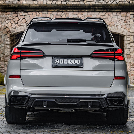 BMW X5 M60i s/x Drive 40i xDrive 50e G05 (Fits Both Pre-LCI & LCI) 2019 2020 2021 2022 2023 2024 with Aftermarket Parts - Rear Diffuser & Canards & Exhaust Tips Carbon Fiber from?SOOQOO USA