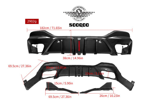 BMW X6 M60I xDrive40i G06 (Fits Pre-LCI & LCI) 2020-ON with Aftermarket Parts - With Light Rear Diffuser Pre-preg Carbon Fiber?from SOOQOO USA
