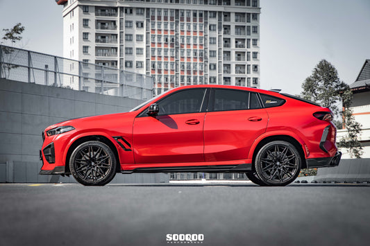 BMW X6M X6MC F96 LCI 2024-ON with Aftermarket Parts - Fender Vents Trims Replacements Dry Pre-preg Carbon Fiber from SOOQOO USA