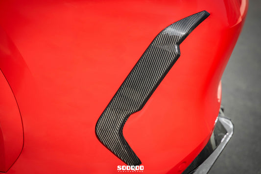BMW X6M X6MC F96 (Fits Both Pre-LCI & LCI) 2020-ON with Aftermarket Parts - Rear Bumper Frame Canards Dry Pre-preg Carbon Fiber from SOOQOO USA