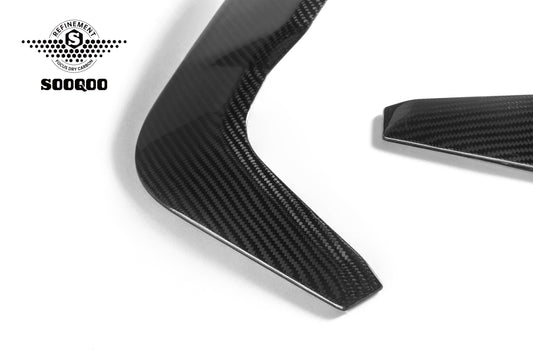 BMW X6M X6MC F96 (Fits Both Pre-LCI & LCI) 2020-ON with Aftermarket Parts - Rear Bumper Frame Canards Dry Pre-preg Carbon Fiber from SOOQOO USA
