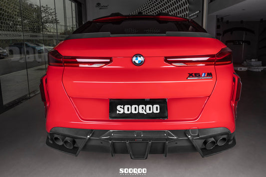 BMW X6M X6MC F96 (Fits Both Pre-LCI & LCI) 2020-ON with Aftermarket Parts - V1 Rear Diffuser Dry Pre-preg Carbon Fiber from SOOQOO USA