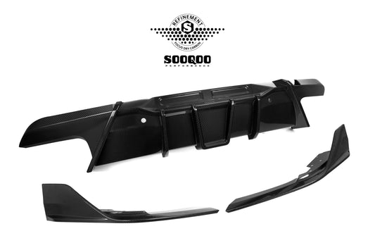 BMW X6M X6MC F96 (Fits Both Pre-LCI & LCI) 2020-ON with Aftermarket Parts - V1 Rear Diffuser Dry Pre-preg Carbon Fiber from SOOQOO USA