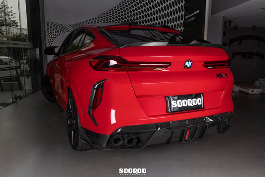 BMW X6M X6MC F96 (Fits Both Pre-LCI & LCI) 2020-ON with Aftermarket Parts - V2 Rear Diffuser Dry Pre-preg Carbon Fiber from SOOQOO USA