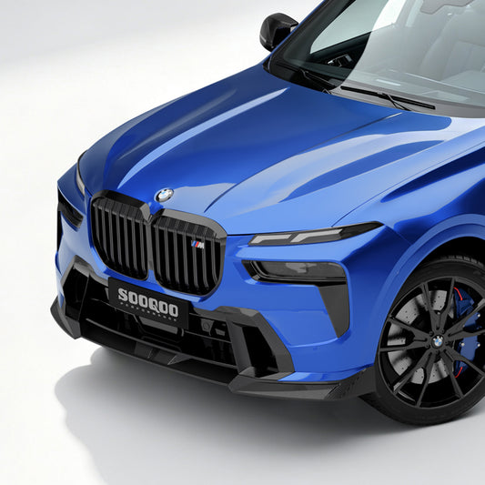 BMW X7 xDrive40i (With M-Package Bumper) M60i LCI G07 2023-ON with Aftermarket Parts - Front Lip Dry Pre-preg Carbon Fiber from SOOQOO USA