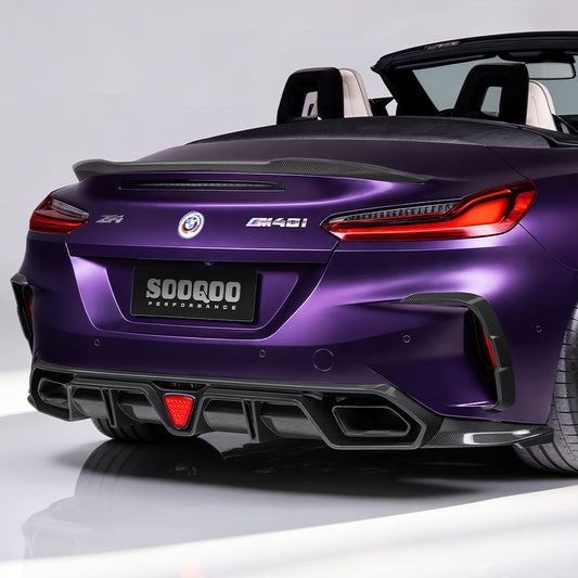 BMW Z4 G29 M40i / sDrive30i Pre-LCI & LCI 2019-ON with Aftermarket Parts - Rear Bumper Side Valances Inserts Dry Pre-preg Carbon Fiber from SOOQOO USA