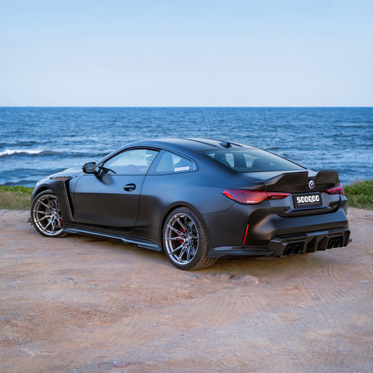 BMW M4 G82 2021-ON & 4 Series G22 430i M440i 2020-ON with Aftermarket Parts - V1 Rear Trunk Dry Pre-preg Carbon Fiber from SOOQOO USA