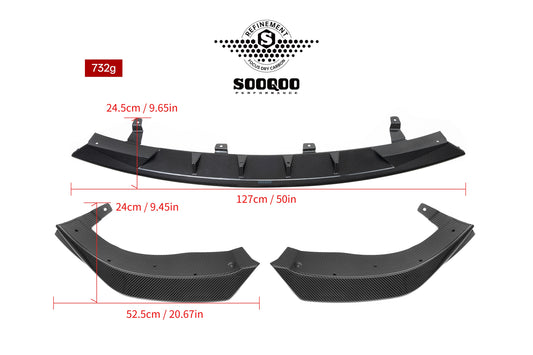 Mercedes Benz CLE-Class AMG CLE 53 C236 A236 2024-ON with Aftermarket Parts - Front Lip Dry Pre-preg Carbon Fiber from SOOQOO USA