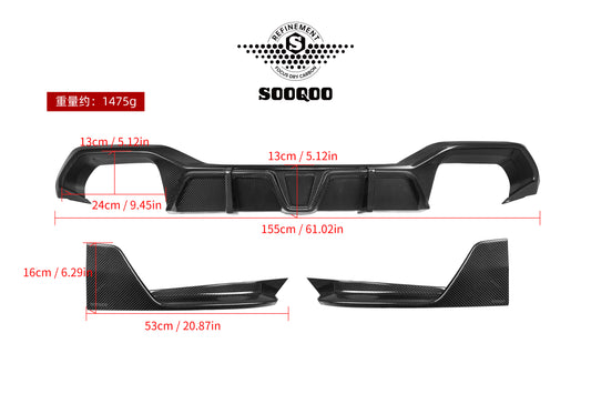 BMW X3 M40i s/xDrive 30i (with M-package bumper) G01 LCI 2022-ON & X4 M40 xDrive 30i (with M-package bumper) G02 LCI 2022-ON with Aftermarket Parts - Without Light Rear Diffuser Dry Pre-preg Carbon Fiber?from SOOQOO USA