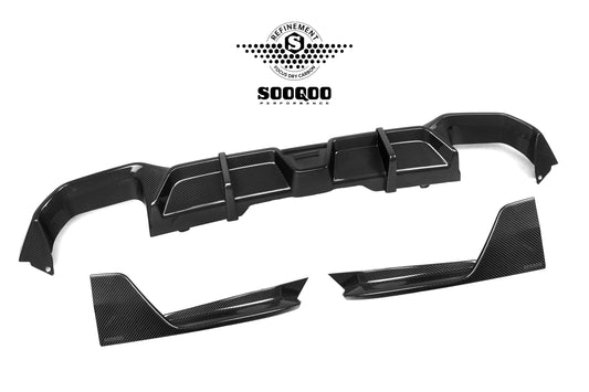 BMW X3 M40i s/xDrive 30i (with M-package bumper) G01 LCI 2022-ON & X4 M40 xDrive 30i (with M-package bumper) G02 LCI 2022-ON with Aftermarket Parts - Without Light Rear Diffuser Dry Pre-preg Carbon Fiber?from SOOQOO USA