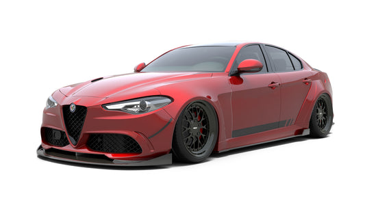 Alfa Romeo Giulia Quadrifoglio Sport Veloce Ti Sprint RWD AWD Lusso Base 2017-ON with Aftermarket Parts - Front Bumper & Lip Carbon Fiber/FRP from SPECTER PLUS