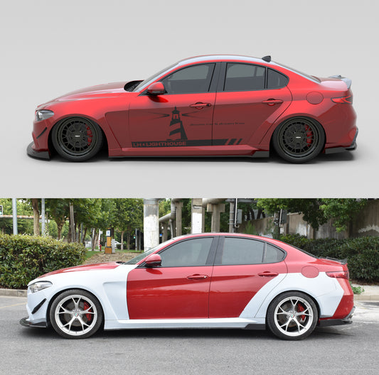 Alfa Romeo Giulia Quadrifoglio Sport Veloce Ti Sprint RWD AWD Lusso Base 2017-ON with Aftermarket Parts - Front Canards Carbon Fiber/FRP from SPECTER PLUS