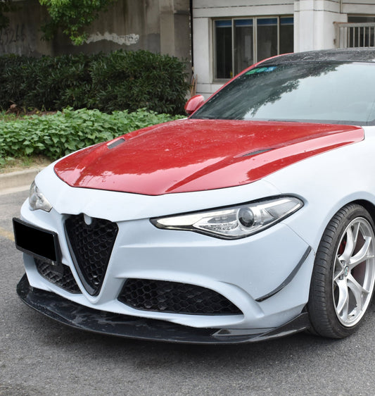 Alfa Romeo Giulia Quadrifoglio Sport Veloce Ti Sprint RWD AWD Lusso Base 2017-ON with Aftermarket Parts - Front Canards Carbon Fiber/FRP from SPECTER PLUS
