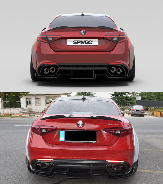 Alfa Romeo Giulia Veloce Ti Sprint RWD AWD Lusso Base 2017-ON with Aftermarket Parts - Rear Diffuser & Underboard Carbon Fiber / FRP from SPECTER PLUS