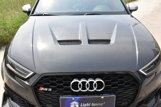 Audi RS3 8V.5 2018 2019 2020 with Aftermarket Parts - Hood Carbon Fiber / FRP from SPECTER PLUS