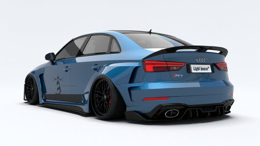 Audi RS3 8V.5 2018 2019 2020 with Aftermarket Parts - Widebody Front Fenders Flares Carbon Fiber / FRP from SPECTER PLUS